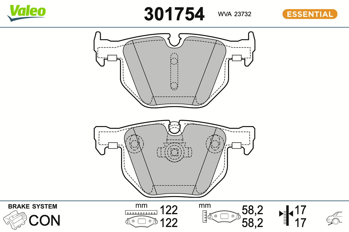 Jeu de 4 plaquettes de frein VALEO ref. 301754
